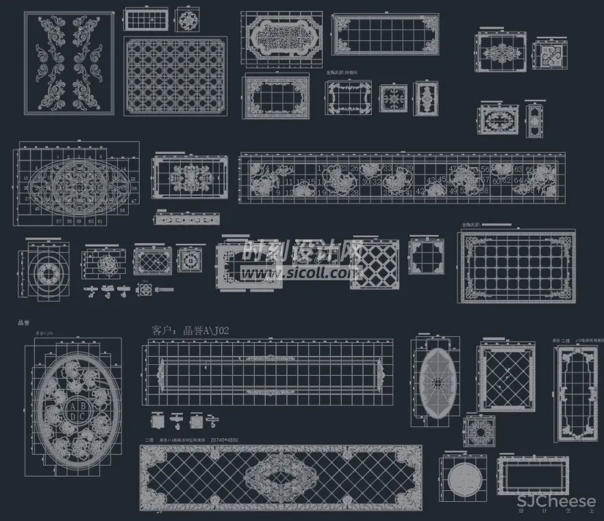 CAD地面铺装拼花合集丨各类大理石材地砖拼花波打线线条......丨DWG格式丨1.1G