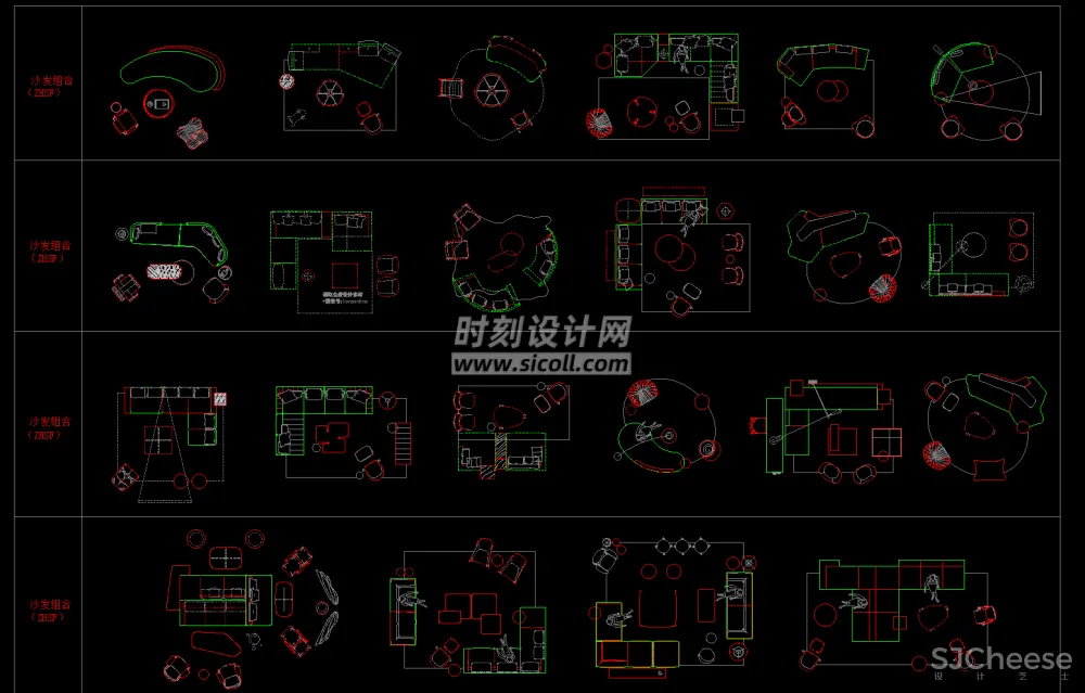 最新网红CAD家具平面图库丨简约异形弧形组合沙发床餐桌健身器材丨5.02M