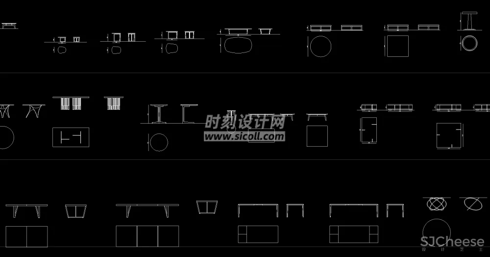 国外精选CAD平立面图库丨沙发+床具+椅具+桌柜+茶几CAD家具图块丨68M