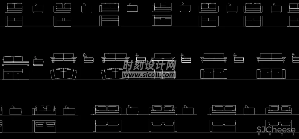 国外精选CAD平立面图库丨沙发+床具+椅具+桌柜+茶几CAD家具图块丨68M
