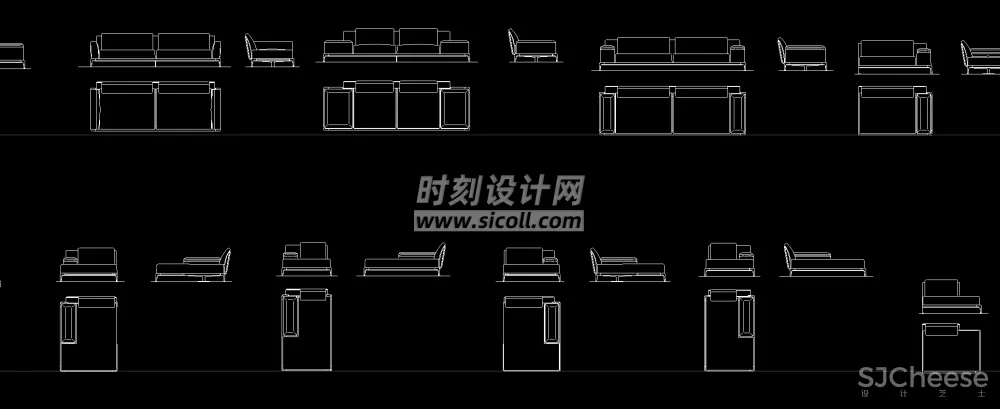 国外精选CAD平立面图库丨沙发+床具+椅具+桌柜+茶几CAD家具图块丨68M