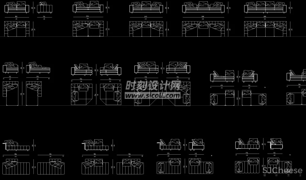 国外精选CAD平立面图库丨沙发+床具+椅具+桌柜+茶几CAD家具图块丨68M