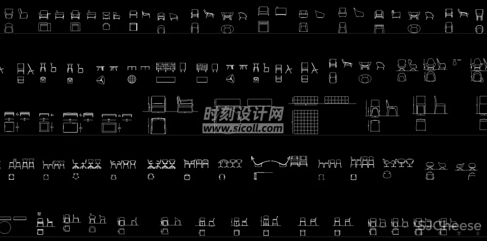 国外精选CAD平立面图库丨沙发+床具+椅具+桌柜+茶几CAD家具图块丨68M