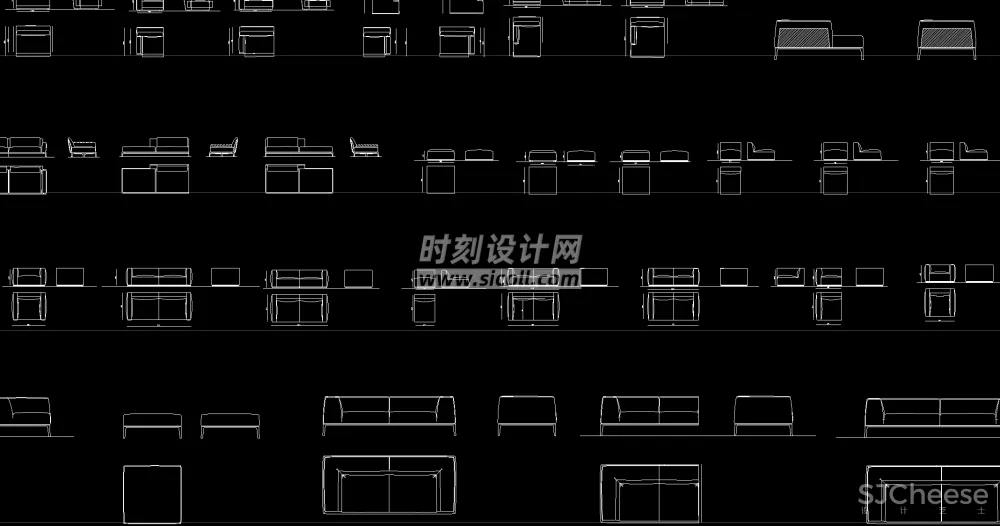 国外精选CAD平立面图库丨沙发+床具+椅具+桌柜+茶几CAD家具图块丨68M