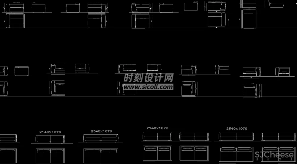 国外精选CAD平立面图库丨沙发+床具+椅具+桌柜+茶几CAD家具图块丨68M