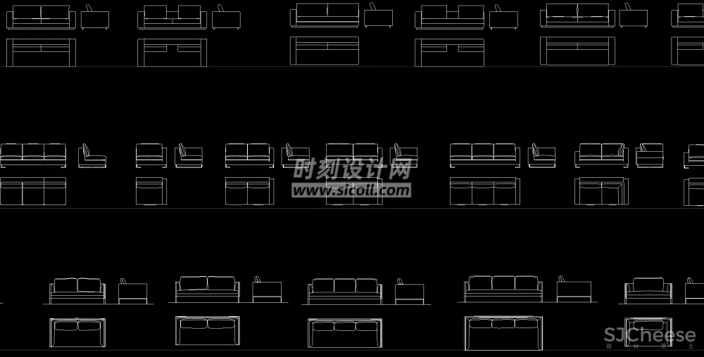国外精选CAD平立面图库丨沙发+床具+椅具+桌柜+茶几CAD家具图块丨68M