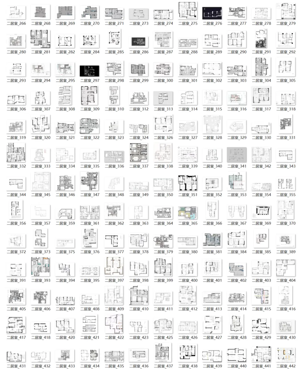平面方案合集-家装公寓二居室平面方案布局图合集(790张)JPG丨 220M