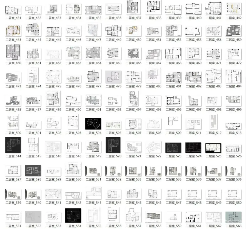平面方案合集-家装公寓二居室平面方案布局图合集(790张)JPG丨 220M