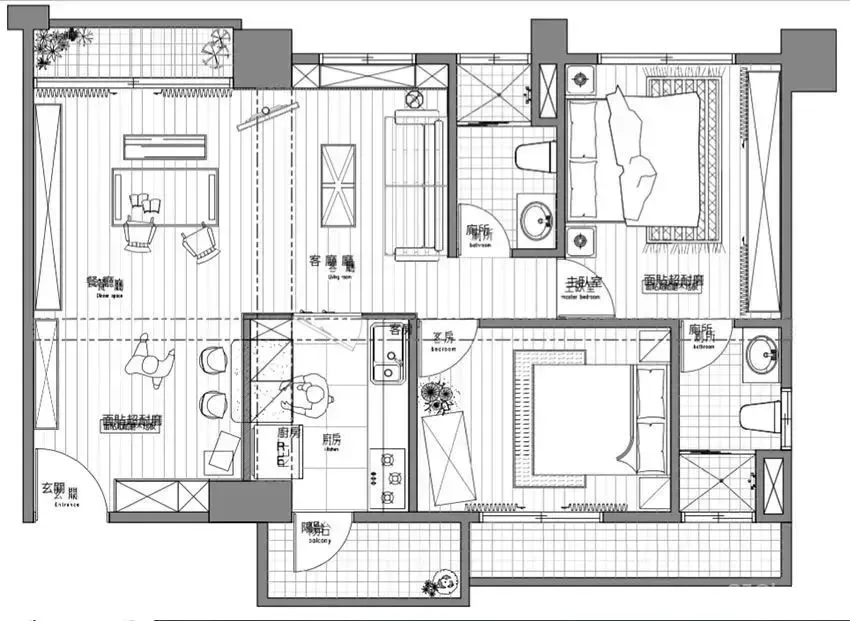 平面方案合集-家装公寓二居室平面方案布局图合集(790张)JPG丨 220M