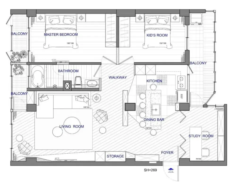 平面方案合集-家装公寓二居室平面方案布局图合集(790张)JPG丨 220M