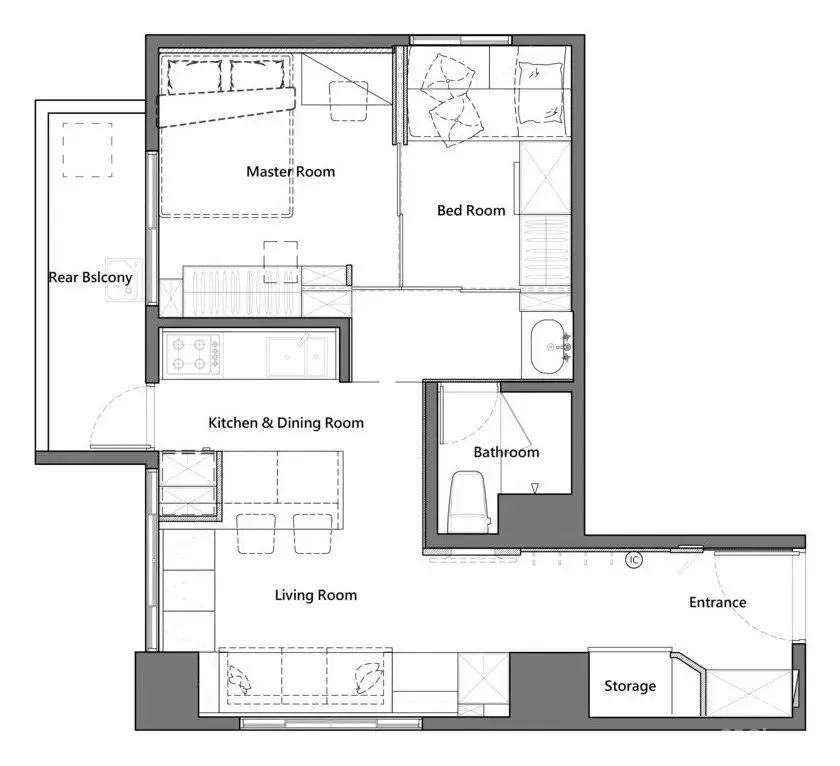 平面方案合集-家装公寓二居室平面方案布局图合集(790张)JPG丨 220M