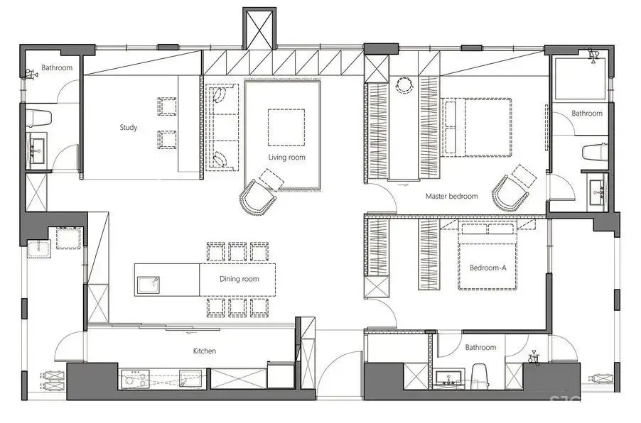 平面方案合集-家装公寓二居室平面方案布局图合集(790张)JPG丨 220M