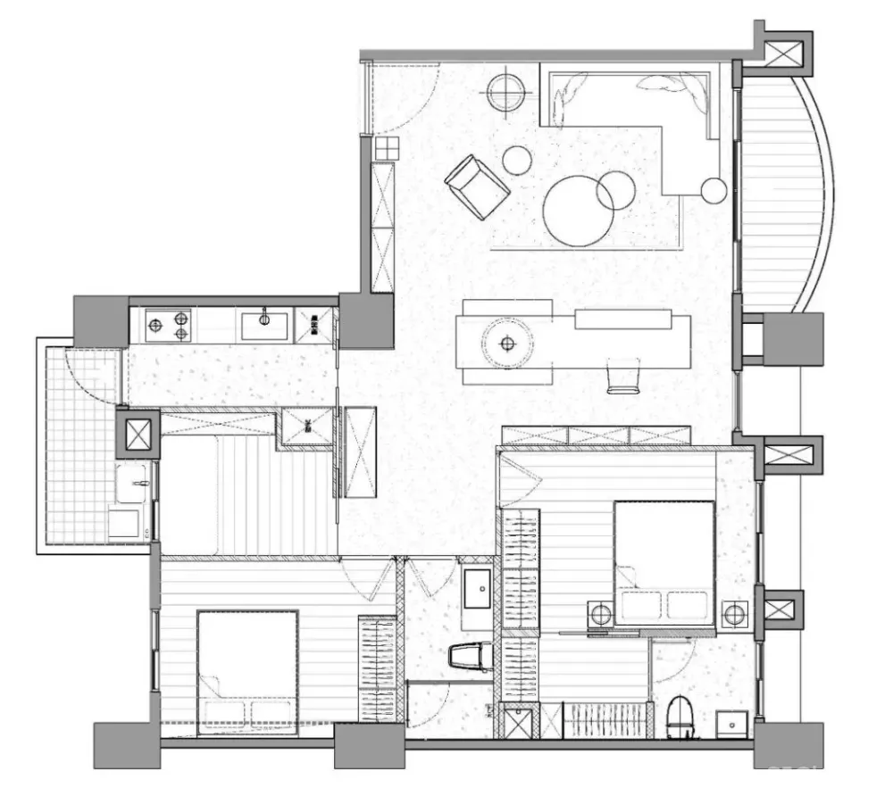 平面方案合集-家装公寓二居室平面方案布局图合集(790张)JPG丨 220M