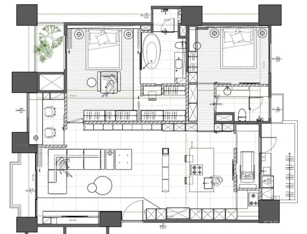 平面方案合集-家装公寓二居室平面方案布局图合集(790张)JPG丨 220M
