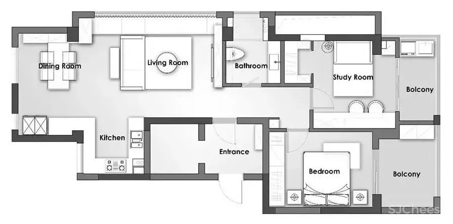 平面方案合集-家装公寓二居室平面方案布局图合集(790张)JPG丨 220M
