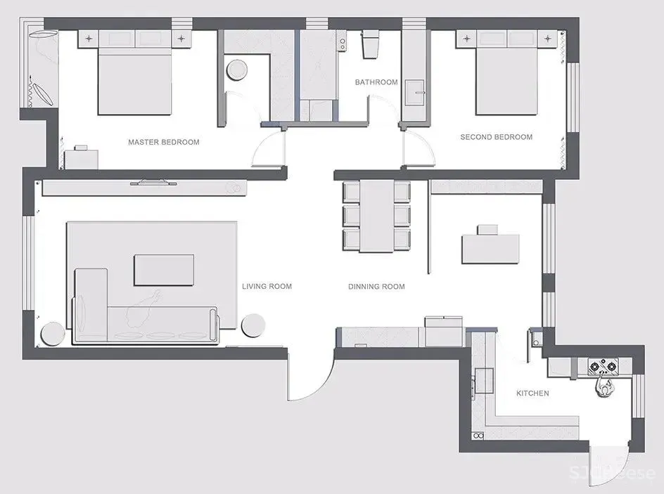 平面方案合集-家装公寓二居室平面方案布局图合集(790张)JPG丨 220M