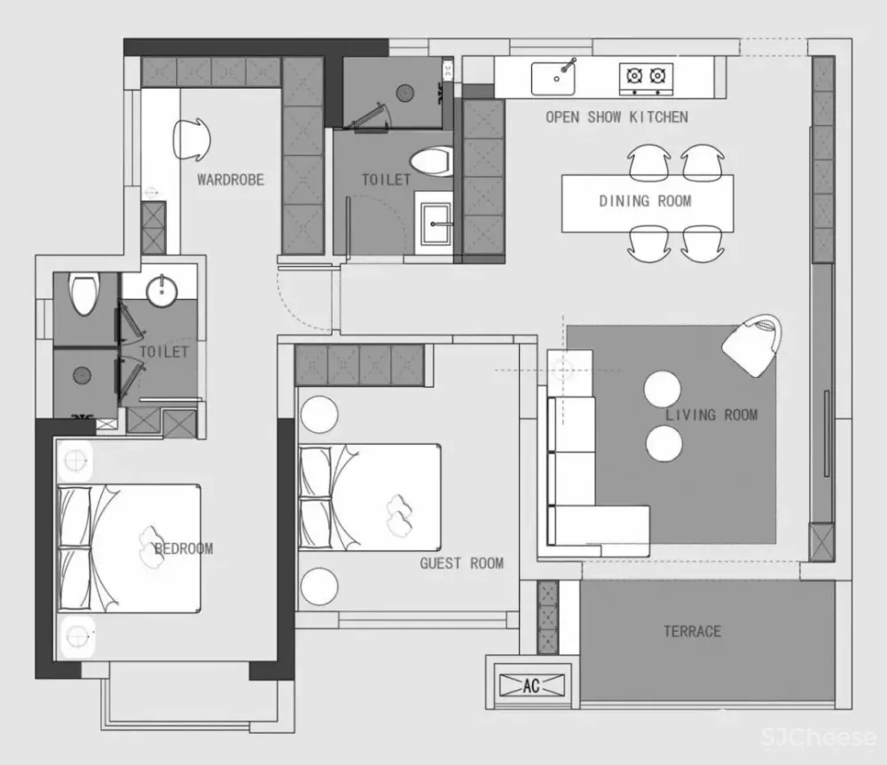 平面方案合集-家装公寓二居室平面方案布局图合集(790张)JPG丨 220M