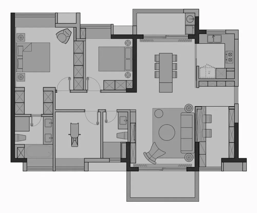 平面方案合集-家装公寓二居室平面方案布局图合集(790张)JPG丨 220M