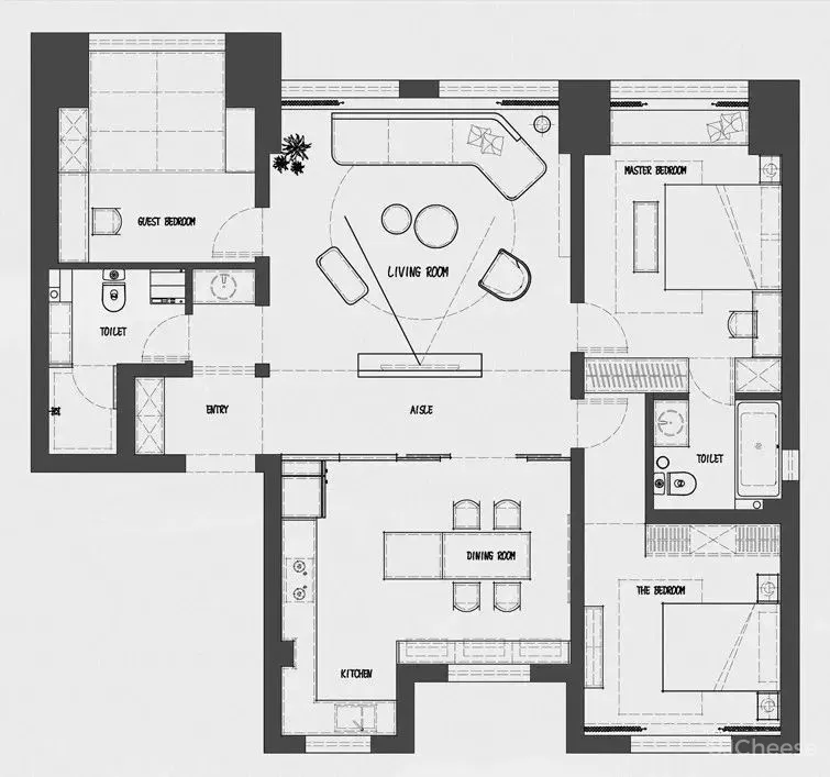 平面方案合集-家装公寓二居室平面方案布局图合集(790张)JPG丨 220M