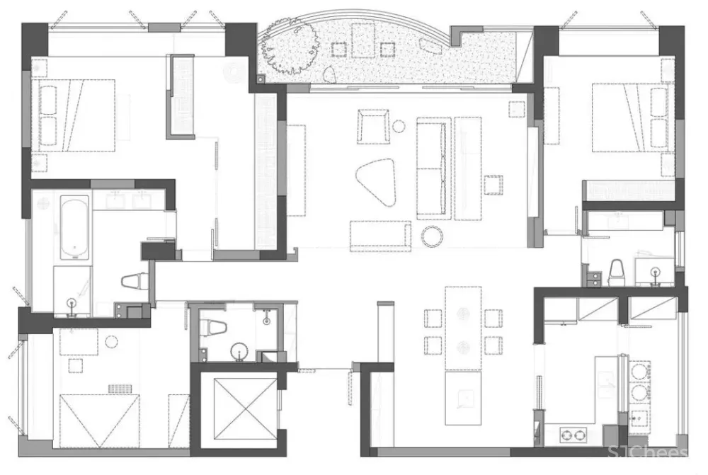 家装公寓三居室平面布局规划方案图合集丨670张JPG丨187M