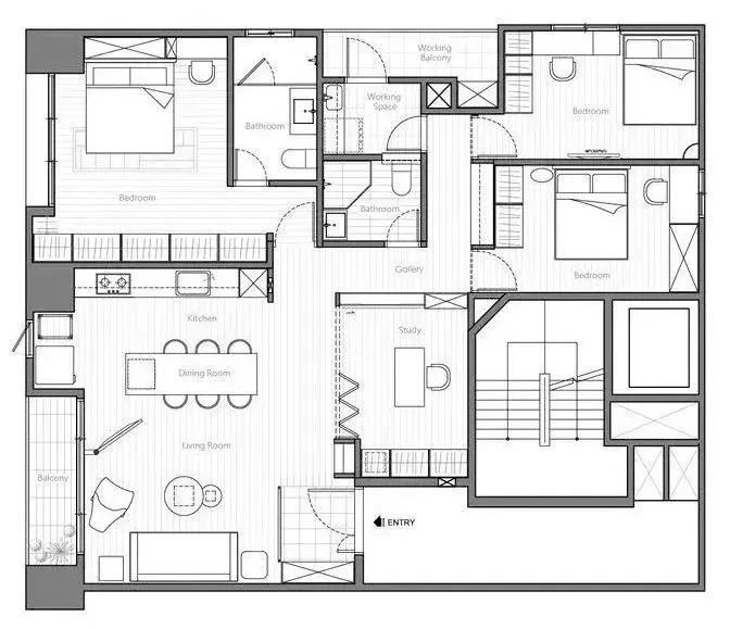 家装公寓三居室平面布局规划方案图合集丨670张JPG丨187M