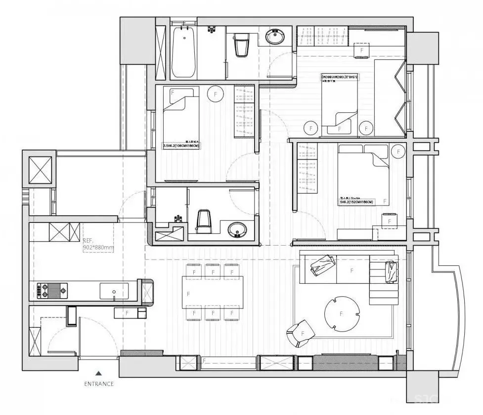 家装公寓三居室平面布局规划方案图合集丨670张JPG丨187M