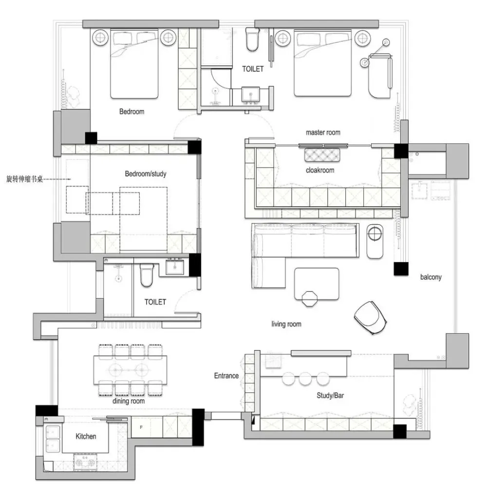 家装公寓三居室平面布局规划方案图合集丨670张JPG丨187M