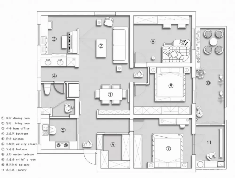 家装公寓三居室平面布局规划方案图合集丨670张JPG丨187M