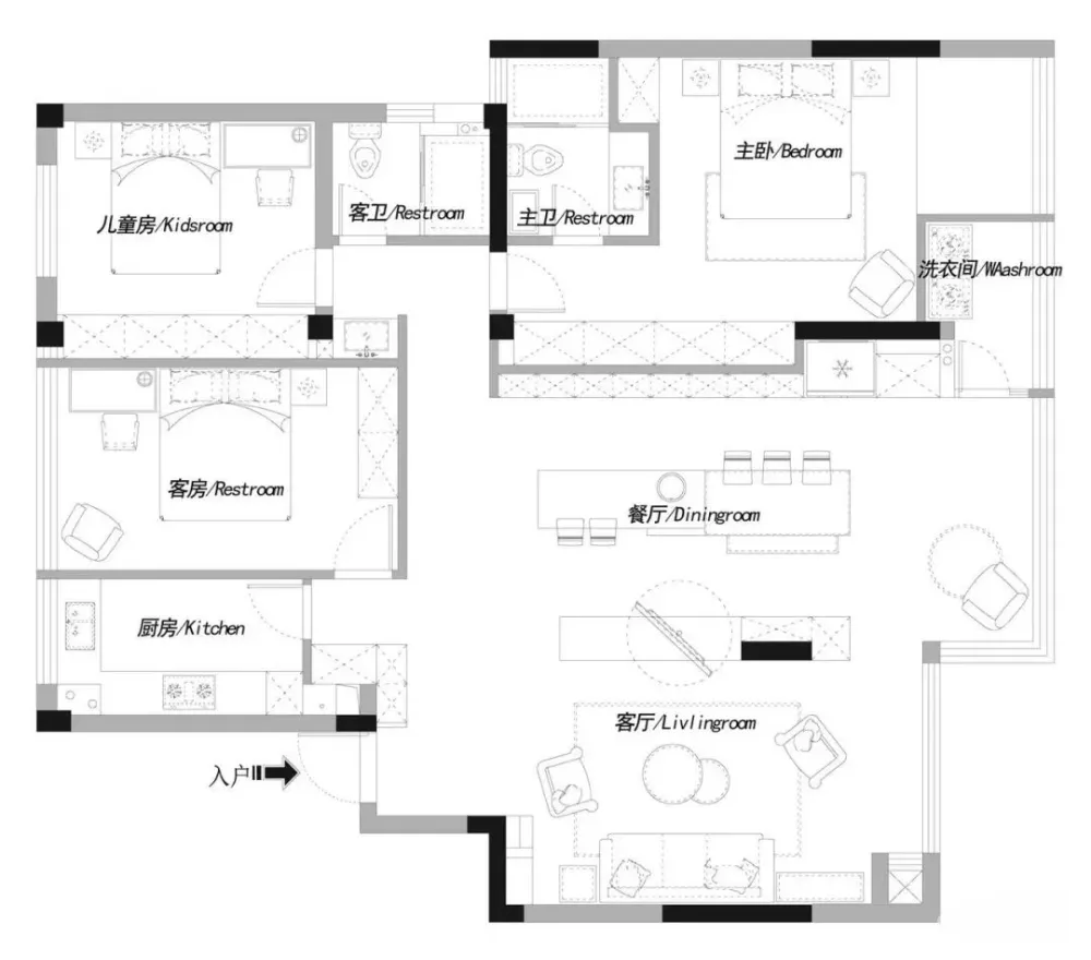 家装公寓三居室平面布局规划方案图合集丨670张JPG丨187M