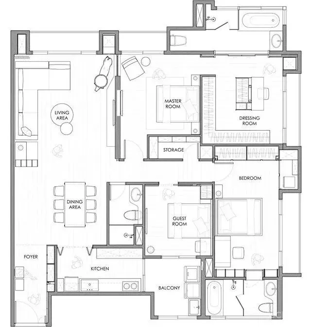 家装公寓三居室平面布局规划方案图合集丨670张JPG丨187M
