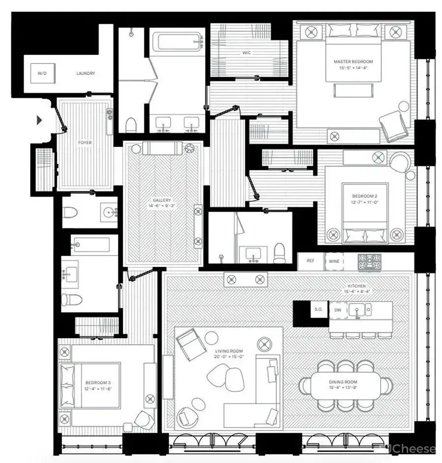 家装公寓三居室平面布局规划方案图合集丨670张JPG丨187M