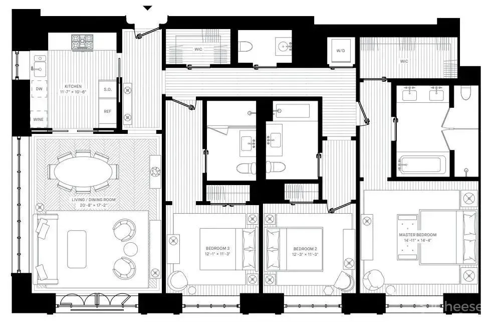 家装公寓三居室平面布局规划方案图合集丨670张JPG丨187M