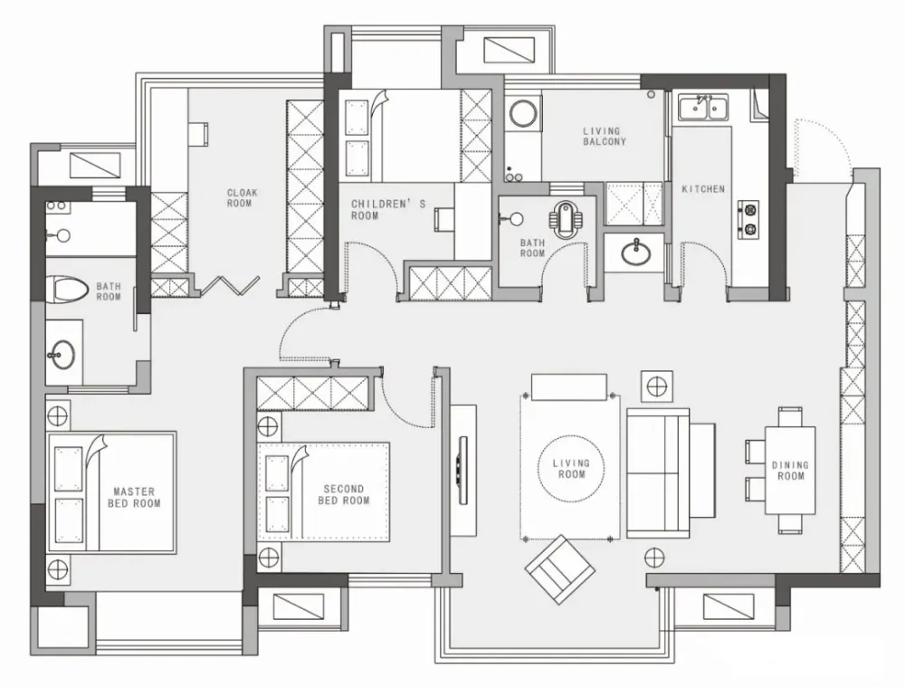 家装公寓三居室平面布局规划方案图合集丨670张JPG丨187M