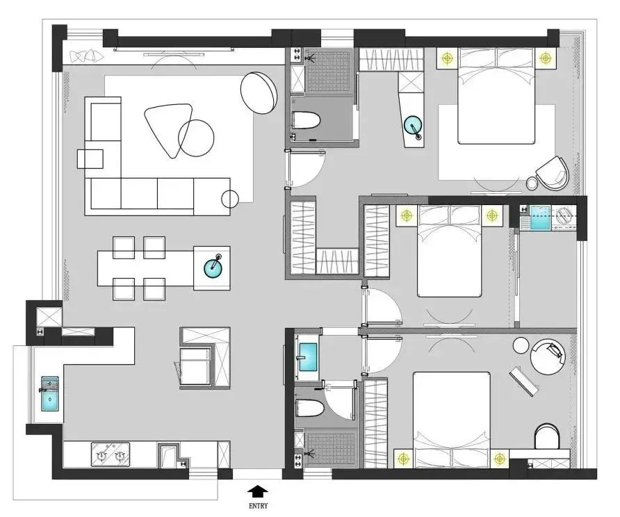 家装公寓三居室平面布局规划方案图合集丨670张JPG丨187M