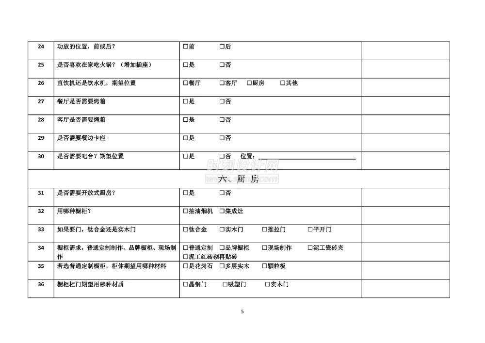 客户生活习惯设计需求调查表附方案确认单丨装修客户需求表丨共2个docx格式丨90K
