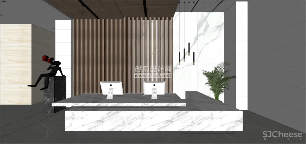 办公接待前台SU模型合集-写字楼总部大厦大堂大厅丨20套SKP格式丨2.88G