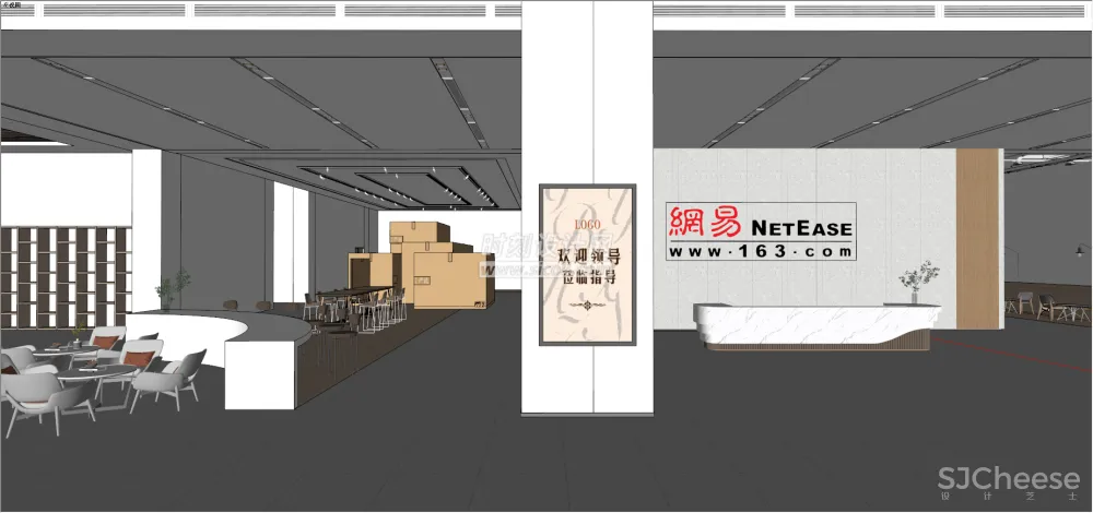 办公接待前台SU模型合集-写字楼总部大厦大堂大厅丨20套SKP格式丨2.88G