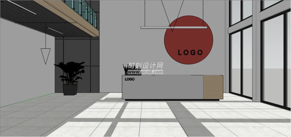 办公接待前台SU模型合集-写字楼总部大厦大堂大厅丨20套SKP格式丨2.88G