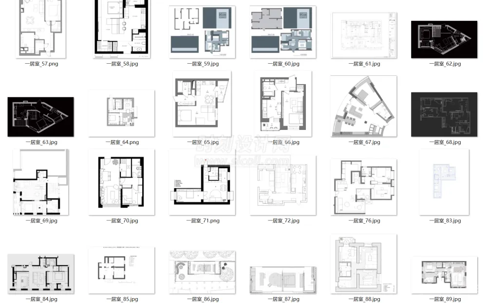 家装公寓一居室平面图合集-500张小户型平面图合集，请查收！