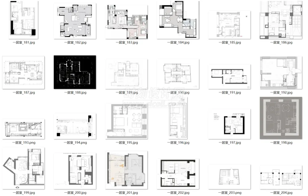 家装公寓一居室平面图合集-500张小户型平面图合集，请查收！