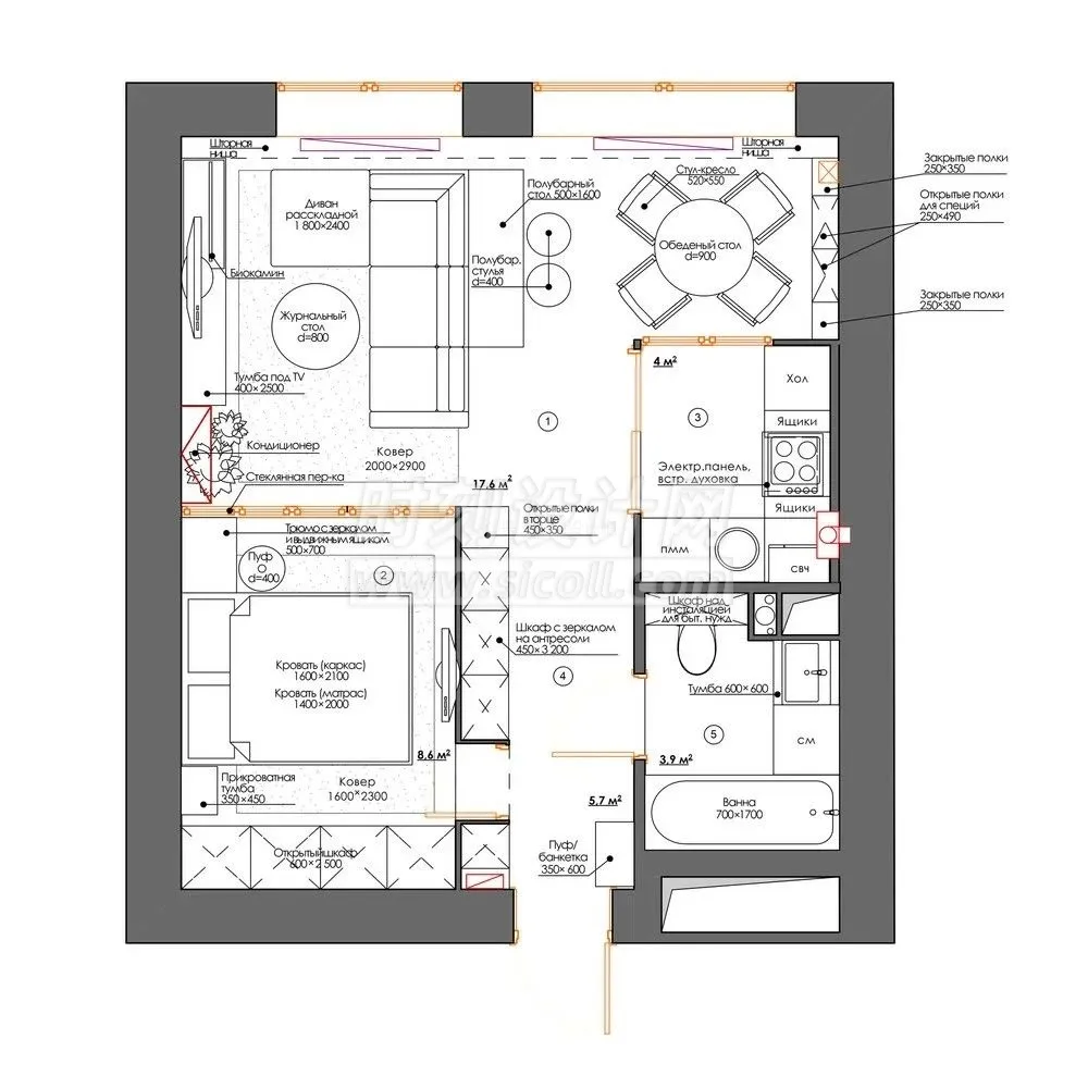 家装公寓一居室平面图合集-500张小户型平面图合集，请查收！