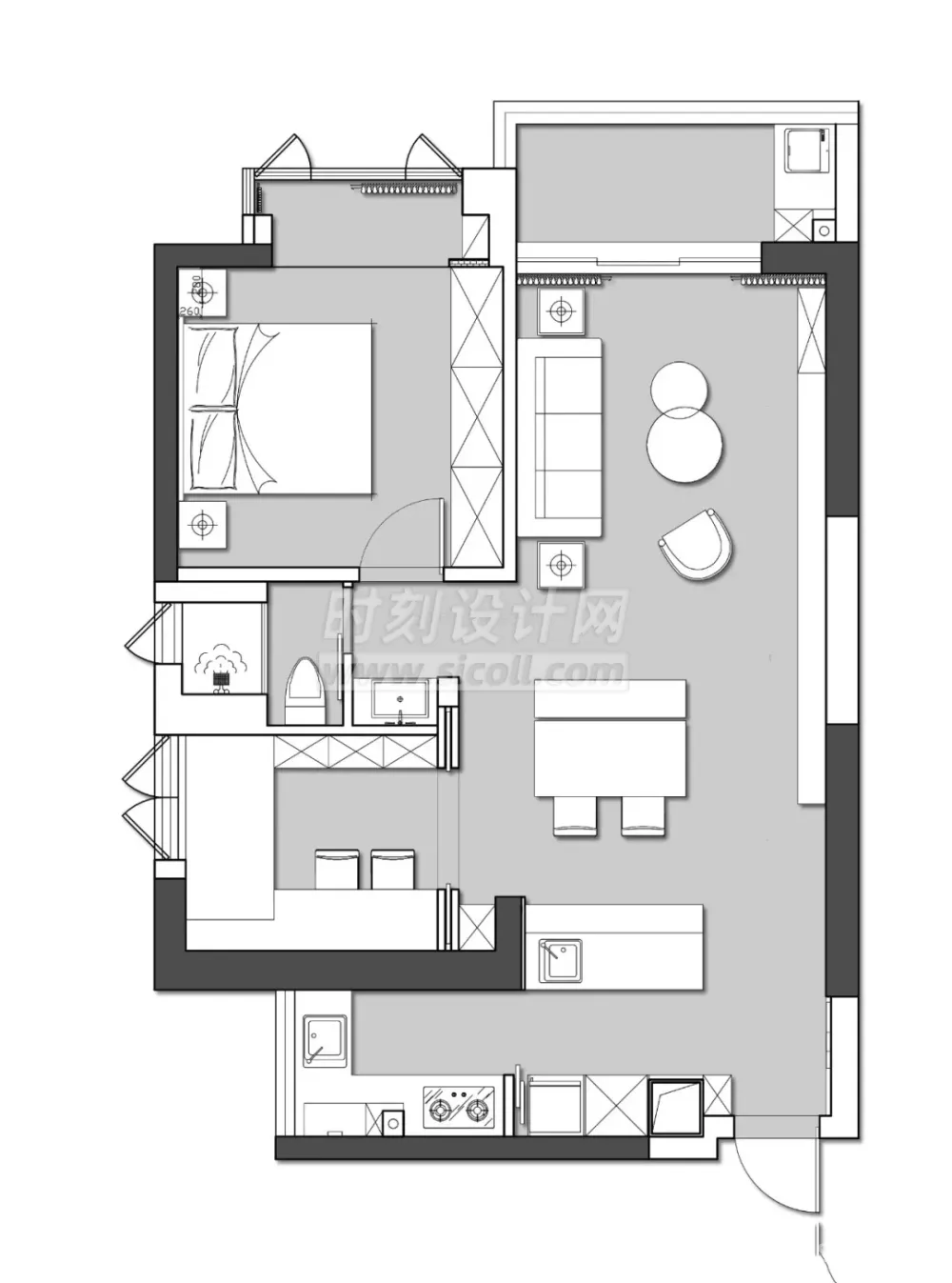 家装公寓一居室平面图合集-500张小户型平面图合集，请查收！