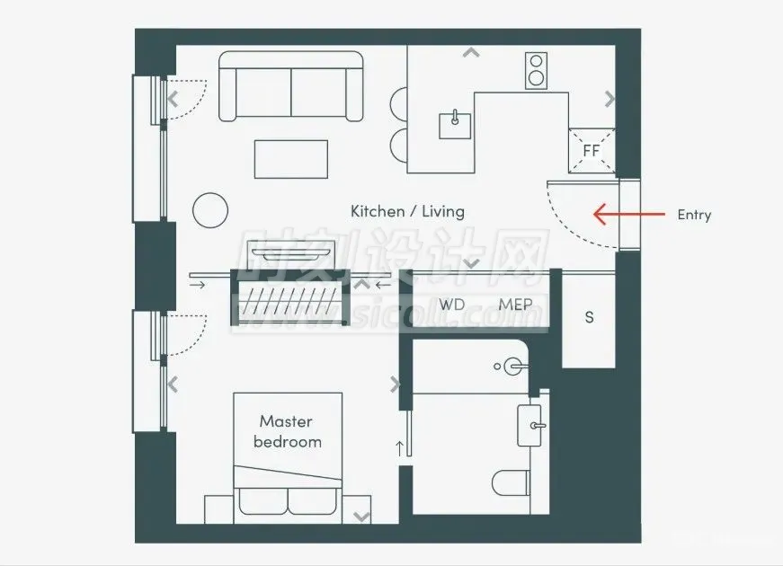 家装公寓一居室平面图合集-500张小户型平面图合集，请查收！