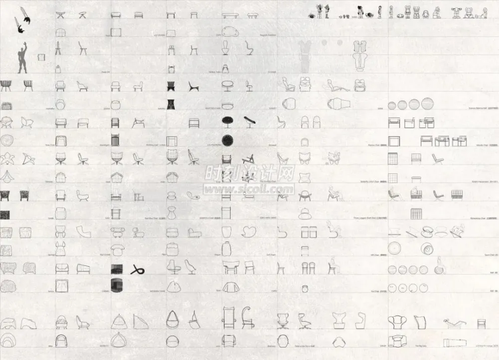 经典家具平立面CAD图库+俯视人物CAD图库丨文件大小：52MB丨文件格式：CAD+PSD