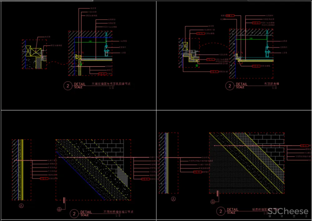 130个CAD详细节点CAD施工图,设计师必备节点大样图库