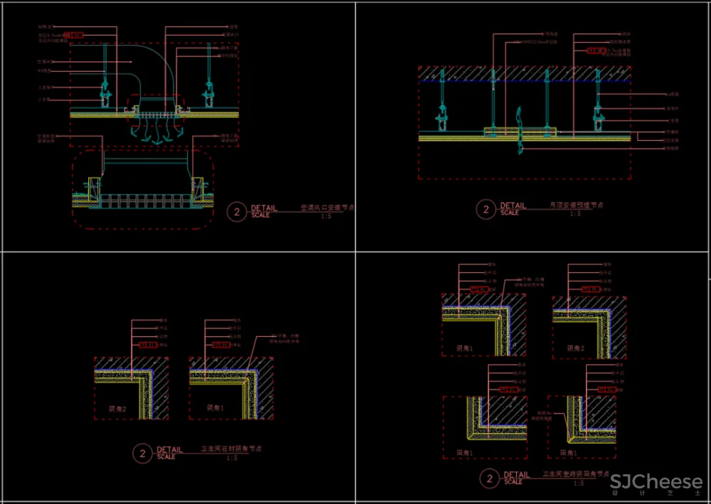 130个CAD详细节点CAD施工图,设计师必备节点大样图库
