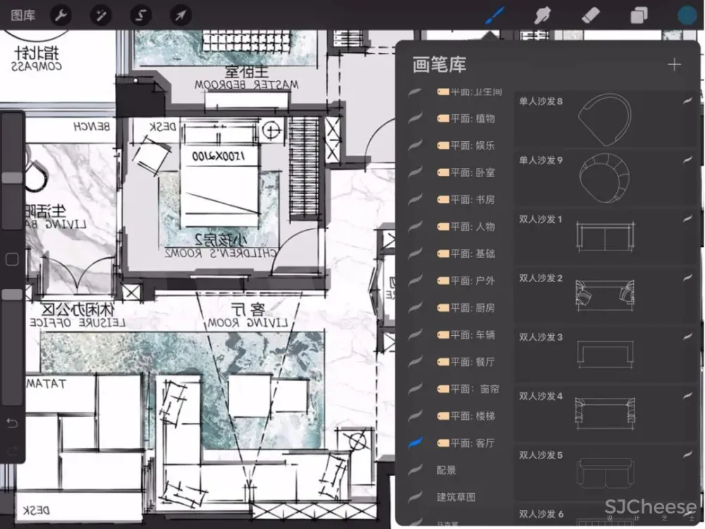 手绘专用Procreate笔刷你还没有吗?室内设计师方案手绘专用Procreate笔刷他来了!30大类1000款笔刷下载