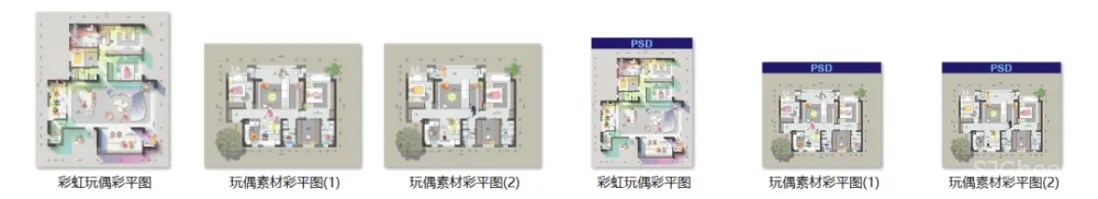 网红卡通风格高颜值PSD彩平图+彩平素材集+视频教程丨PSD+JPG丨1.1G