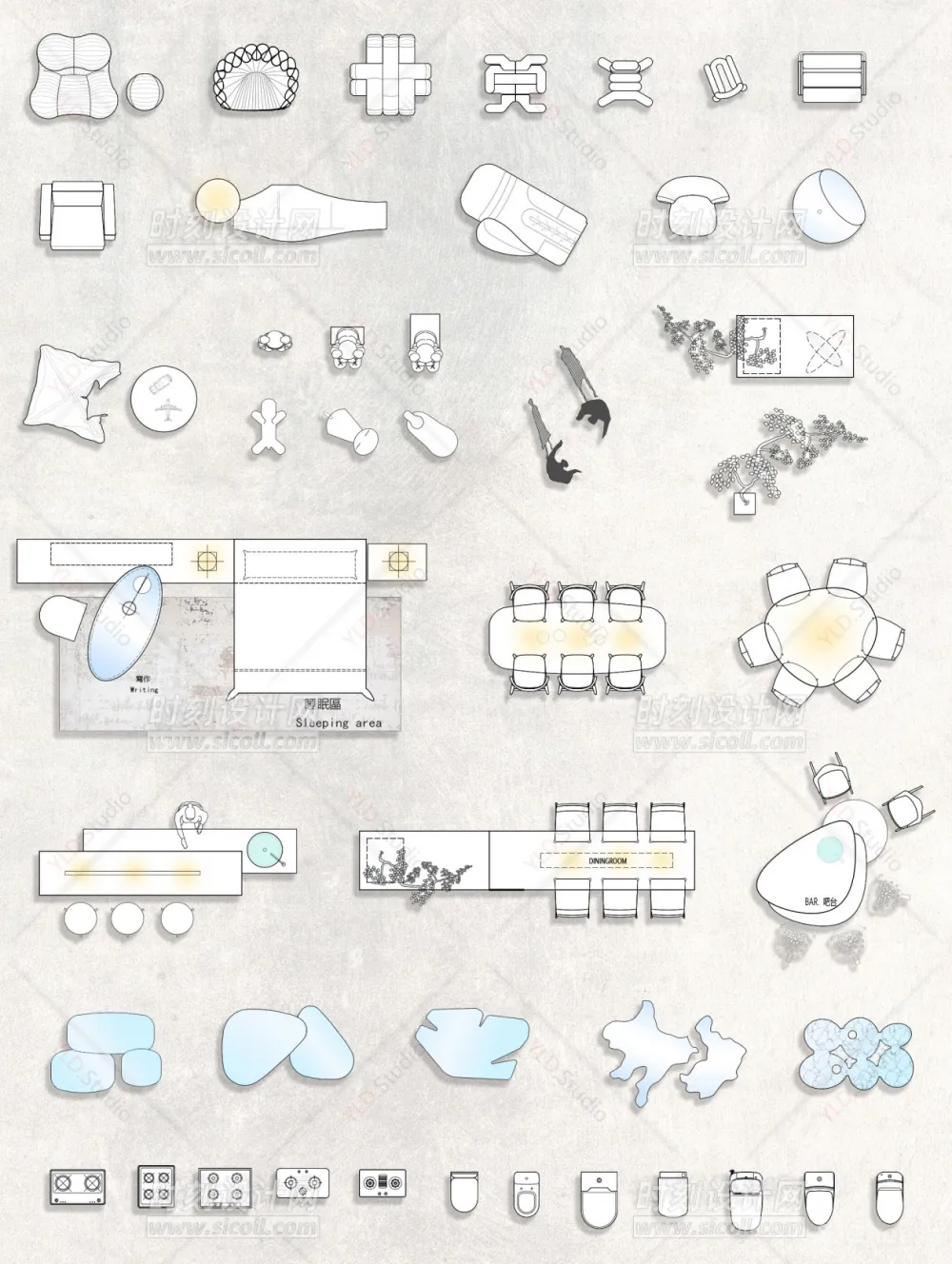 2023网红cad家具图库图块模块室内极简意大利风格沙发组合桌椅卫浴