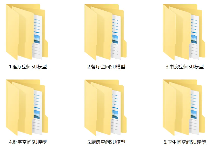2022年最新六大家装空间SU草图大师场景模型库丨SU模型丨180套丨16.6GB